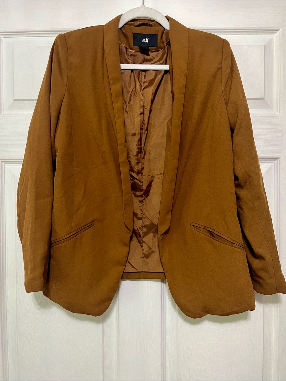 H&M Rust Brown Open-Front Blazer Size 10